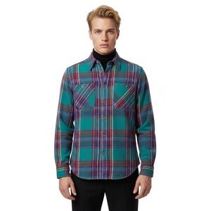 RALPH LAUREN MULTICOLOUR FANNEL PLAID BUTTON DOWN SHIRT PREPPY LONG SLEEVE SMALL